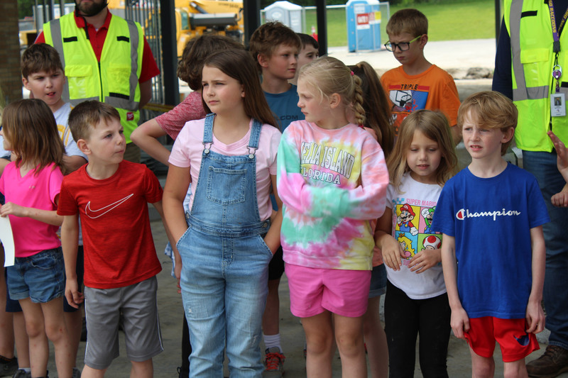 Photo of students touring inside the new school addition