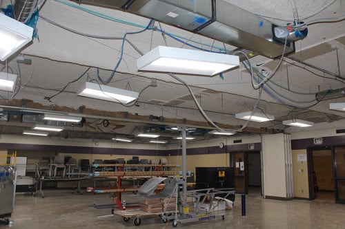 Photo of interior construction work at Oconomowoc High School
