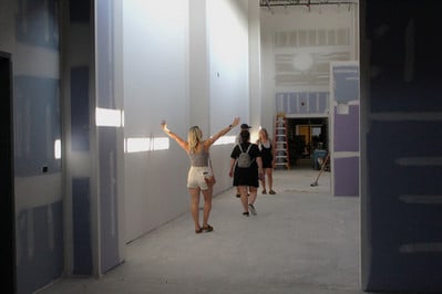 Interior photo of construction work at Ixonia Elementary