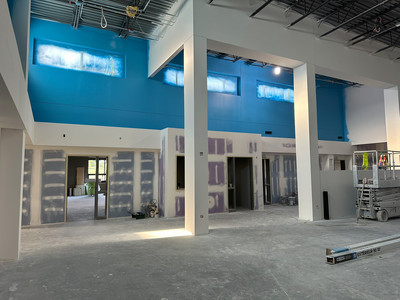 Photo of interior construction progress at Ixonia Elementary School