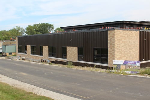 Exterior photo of school construction progress