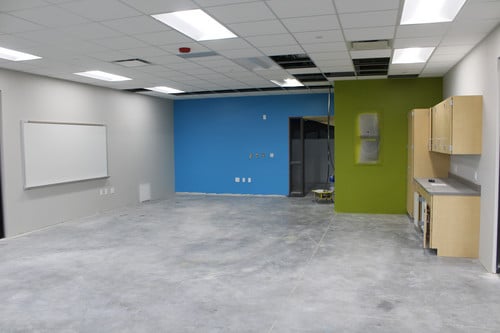 Interior photo of construction work at Ixonia Elementary