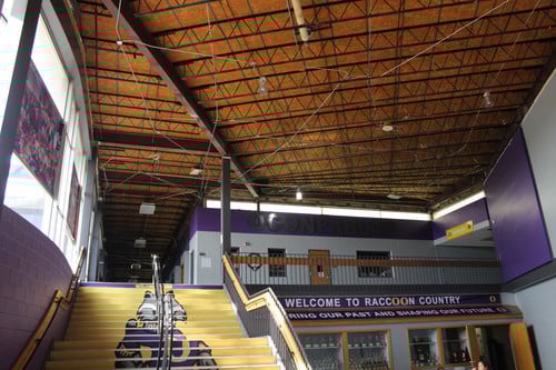 Interior photo of construction work at high school