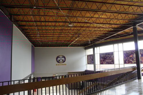 Interior photo of construction work at high school