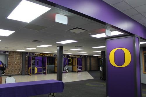 Interior photo of construction work at high school