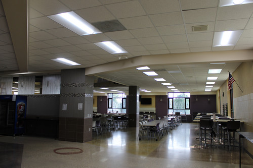 Interior photo of construction work at high school