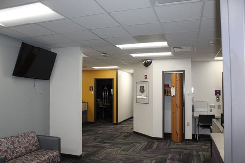 Interior photo of construction work at high school