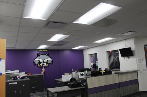 Interior photo of construction work at high school