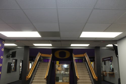 Interior photo of construction work at high school
