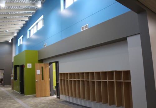 Interior photo of construction work at Ixonia Elementary