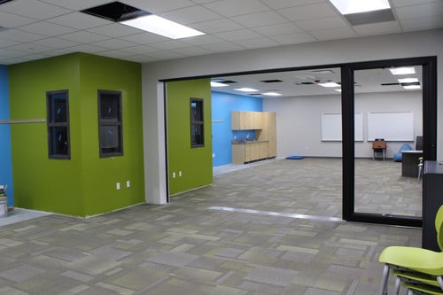 Interior photo of construction work at Ixonia Elementary