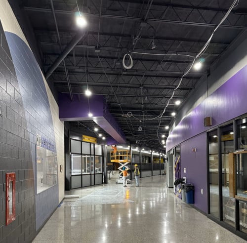 The ceiling of the main hallway inside OHS was painted over winter break