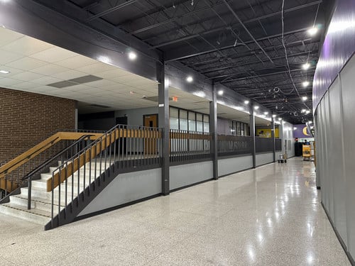 The ceiling of the main hallway inside OHS was painted over winter break