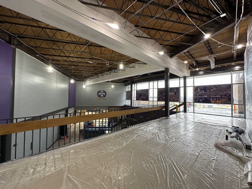 Some of the ceiling trim work over the main staircase at OHS was completed.