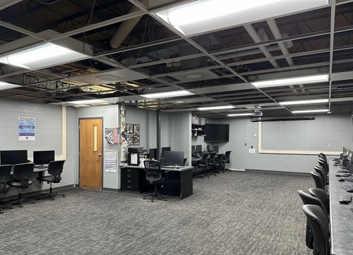 Ceiling panels in some classrooms were removed in preparation for summer 2025 HVAC work