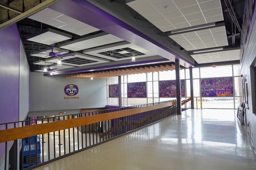 Photo of the ceiling near our field house which a near completion after a construction project.
