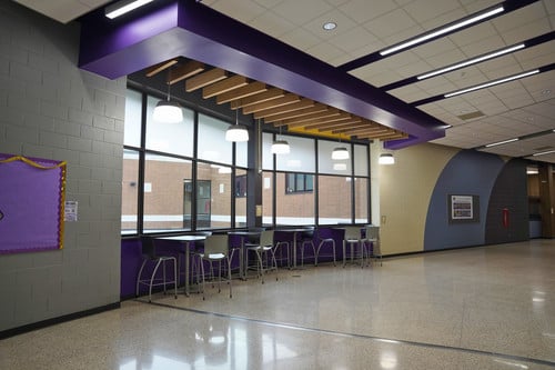 seating area inside OHS with new windows
