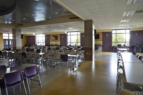 The cafeteria windows were also replaced during the project.
